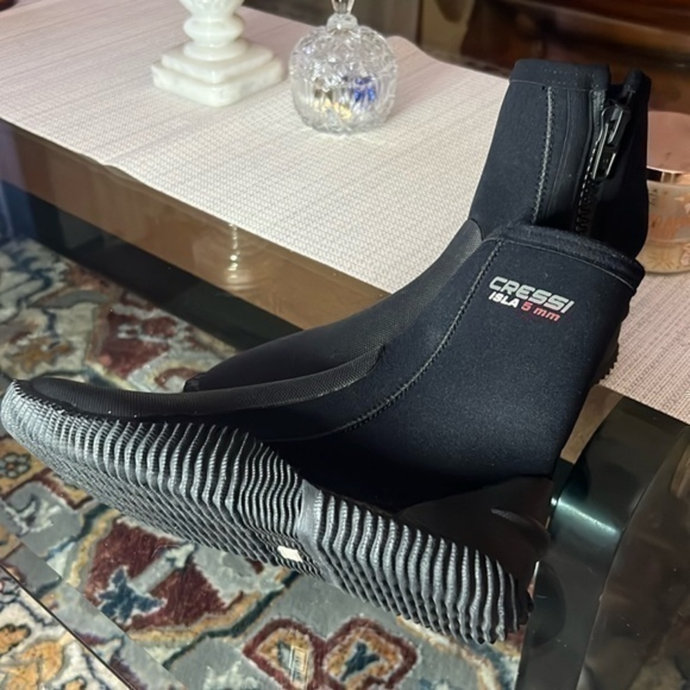 Cressi Water Boots Neoprene Side Zip Scuba Diving Black Mens 10